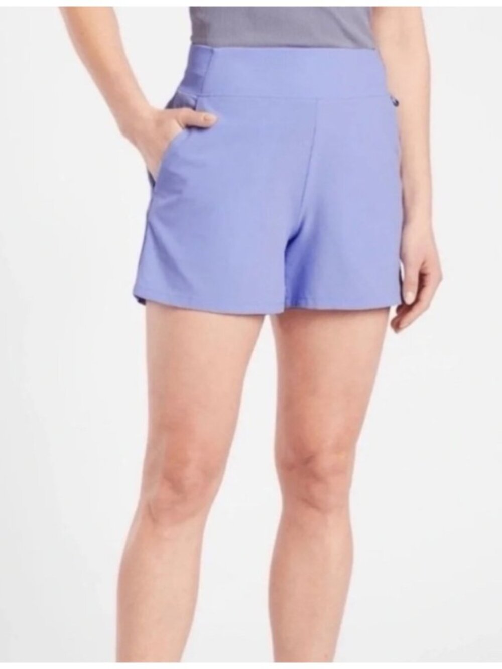 NEW Athleta Brooklyn Shorts Periwinkle Pull-On High-Rise Relaxed-Fit Plus 24